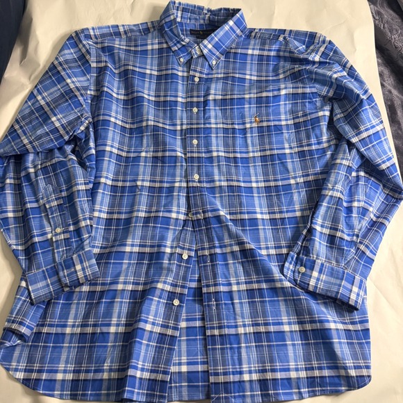 Polo Ralph Lauren Other - Polo Ralph‎ Lauren Button Down Mens 3XB Blue Plaid Preppy Casual Flesh Pony Logo